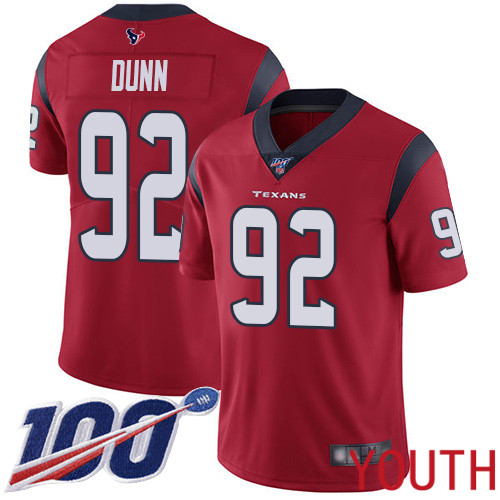 Houston Texans Limited Red Youth Brandon Dunn Alternate Jersey NFL Football 92 100th Season Vapor Untouchable
